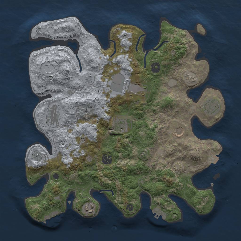 Rust Map: Procedural Map, Size: 3500, Seed: 825452673, 16 Monuments