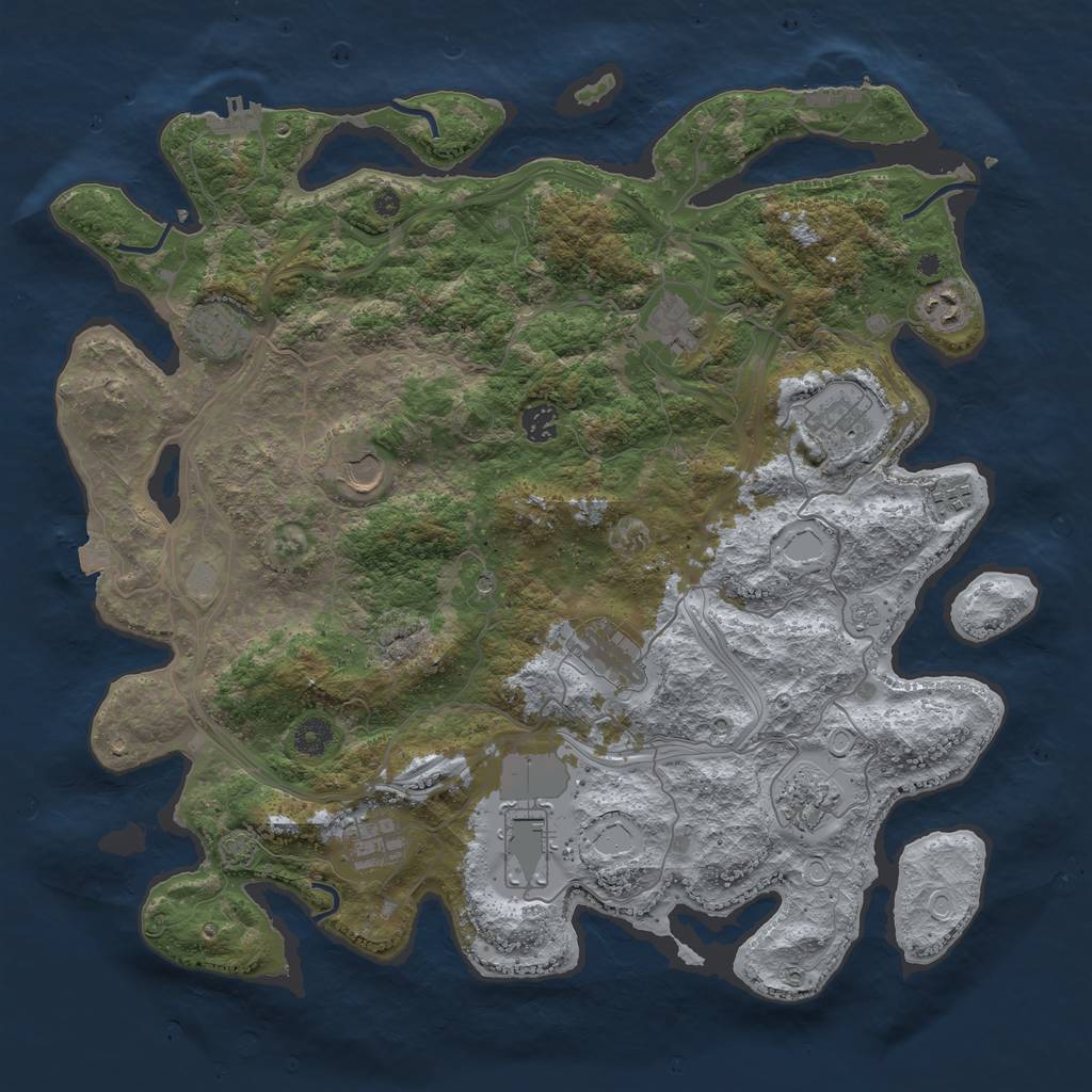 Rust Map: Procedural Map, Size: 4250, Seed: 65007783, 19 Monuments