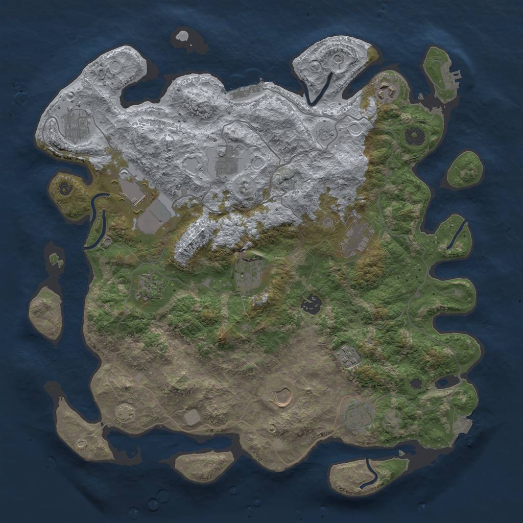 Rust Map: Procedural Map, Size: 4000, Seed: 371040634, 19 Monuments
