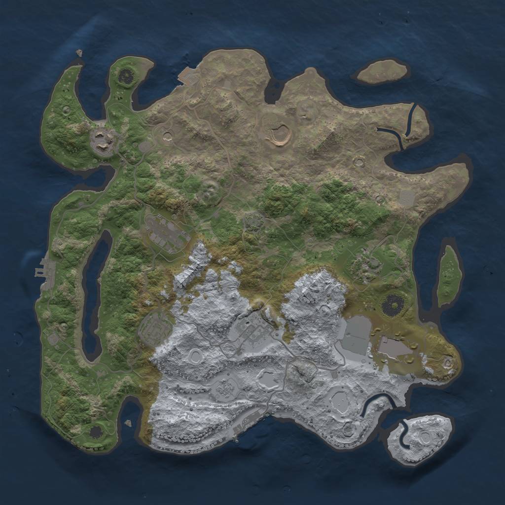 Rust Map: Procedural Map, Size: 3500, Seed: 220237449, 15 Monuments