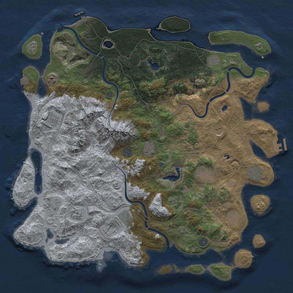 Rust Map: Procedural Map, Size: 5000, Seed: 889544, 19 Monuments