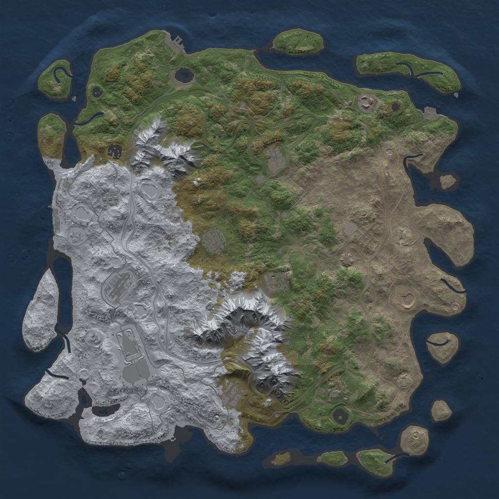 Rust Map: Procedural Map, Size: 5000, Seed: 889544, 19 Monuments