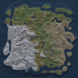 Thumbnail Rust Map: Procedural Map, Size: 5000, Seed: 889544, 14 Monuments