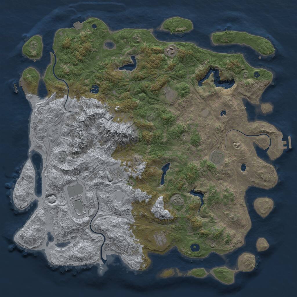 Rust Map: Procedural Map, Size: 5000, Seed: 889544, 14 Monuments
