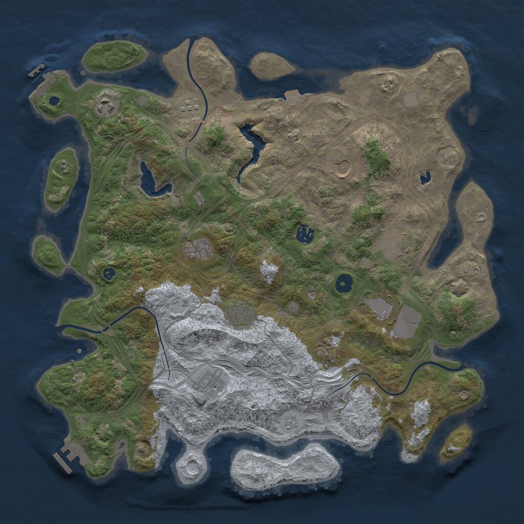 Rust Map: Procedural Map, Size: 4300, Seed: 7243534, 16 Monuments