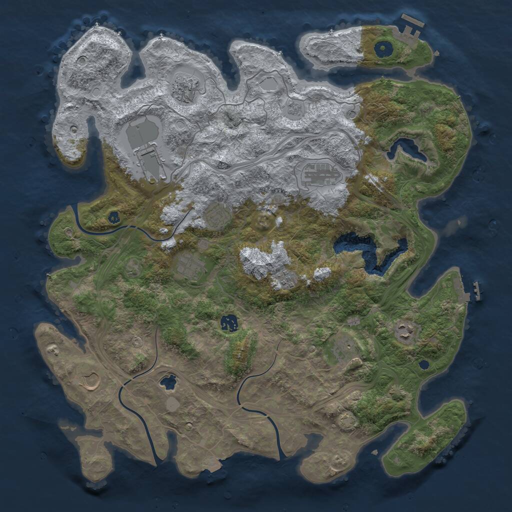 Rust Map: Procedural Map, Size: 4300, Seed: 7736, 16 Monuments