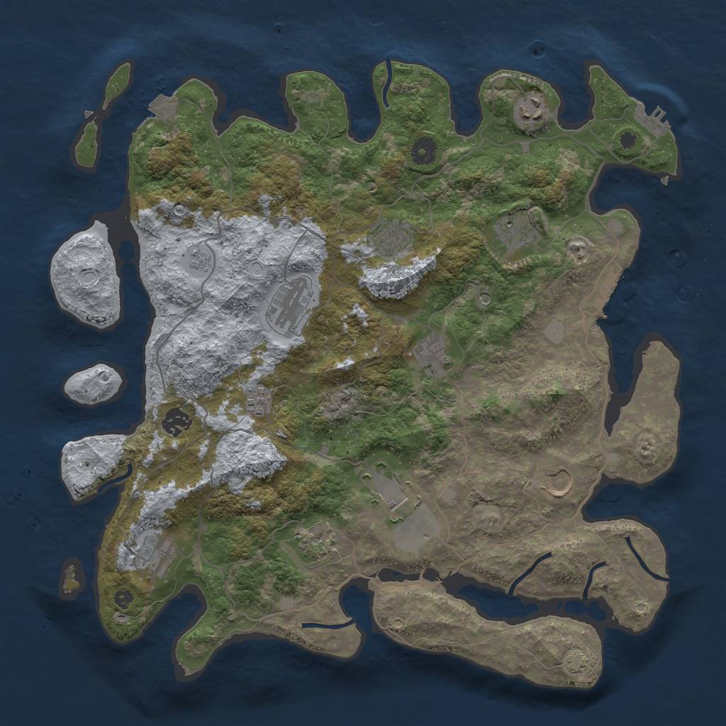 Rust Map: Procedural Map, Size: 4000, Seed: 1907304423, 19 Monuments