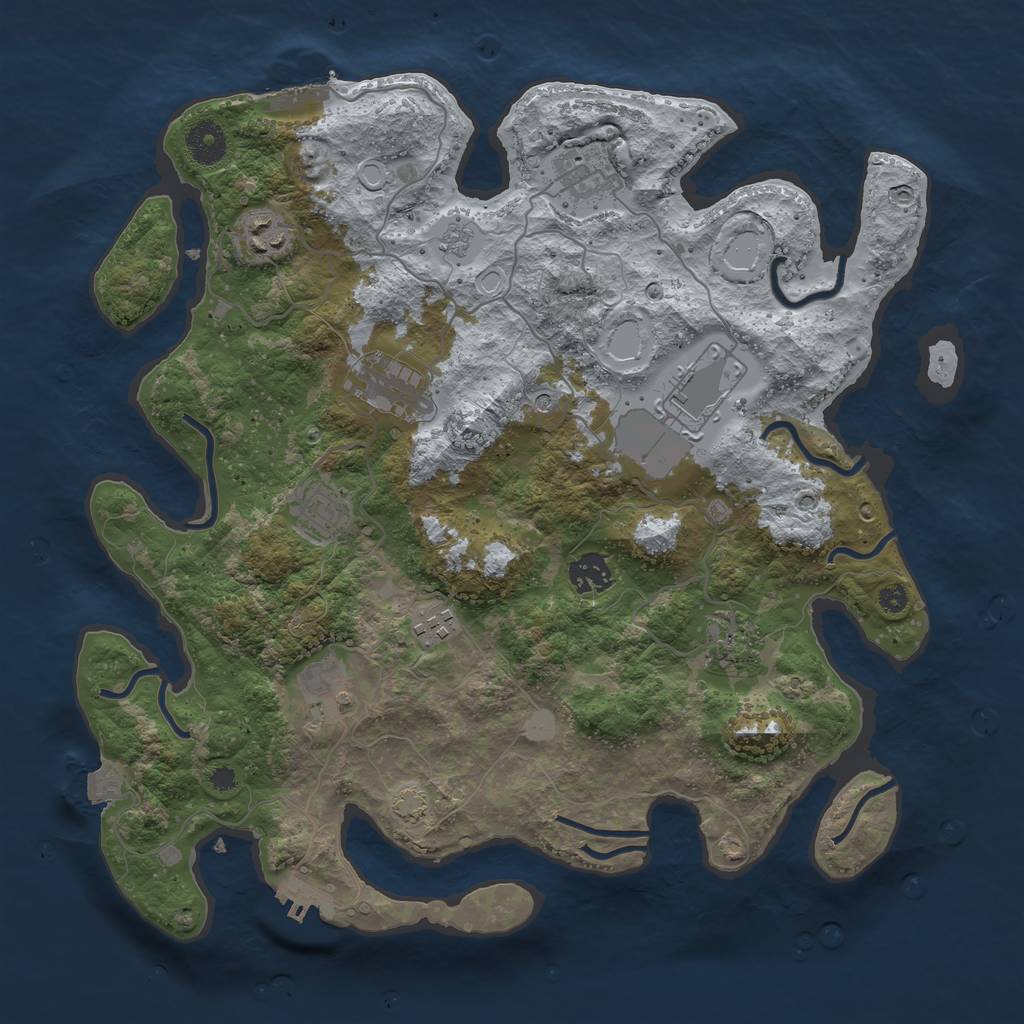 Rust Map: Procedural Map, Size: 3700, Seed: 69, 17 Monuments