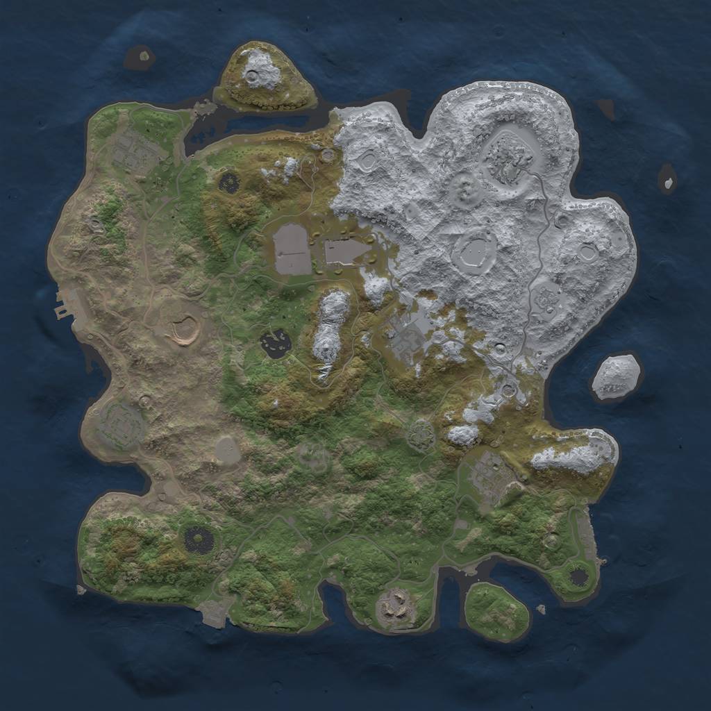 Rust Map: Procedural Map, Size: 3600, Seed: 1317713974, 17 Monuments