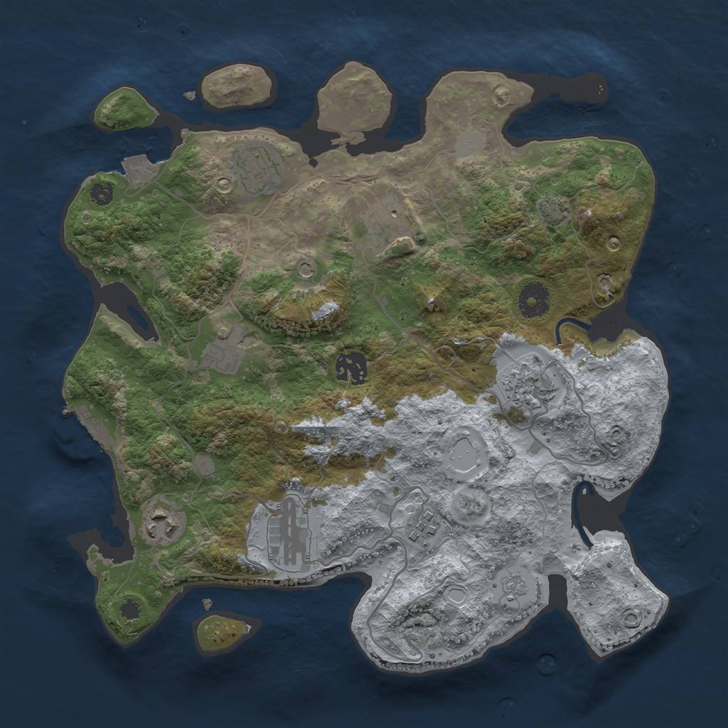 Rust Map: Procedural Map, Size: 3250, Seed: 301874178, 15 Monuments