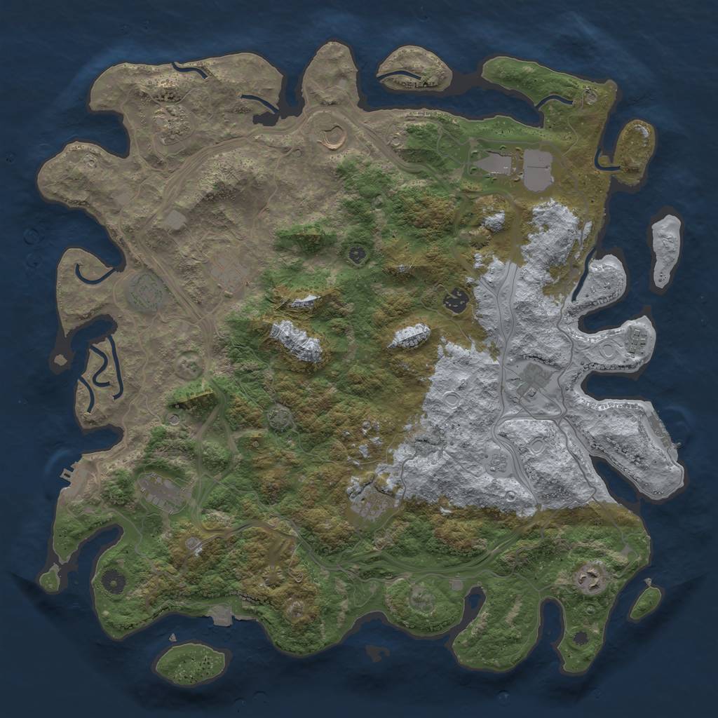 Rust Map: Procedural Map, Size: 4500, Seed: 1732948911, 19 Monuments