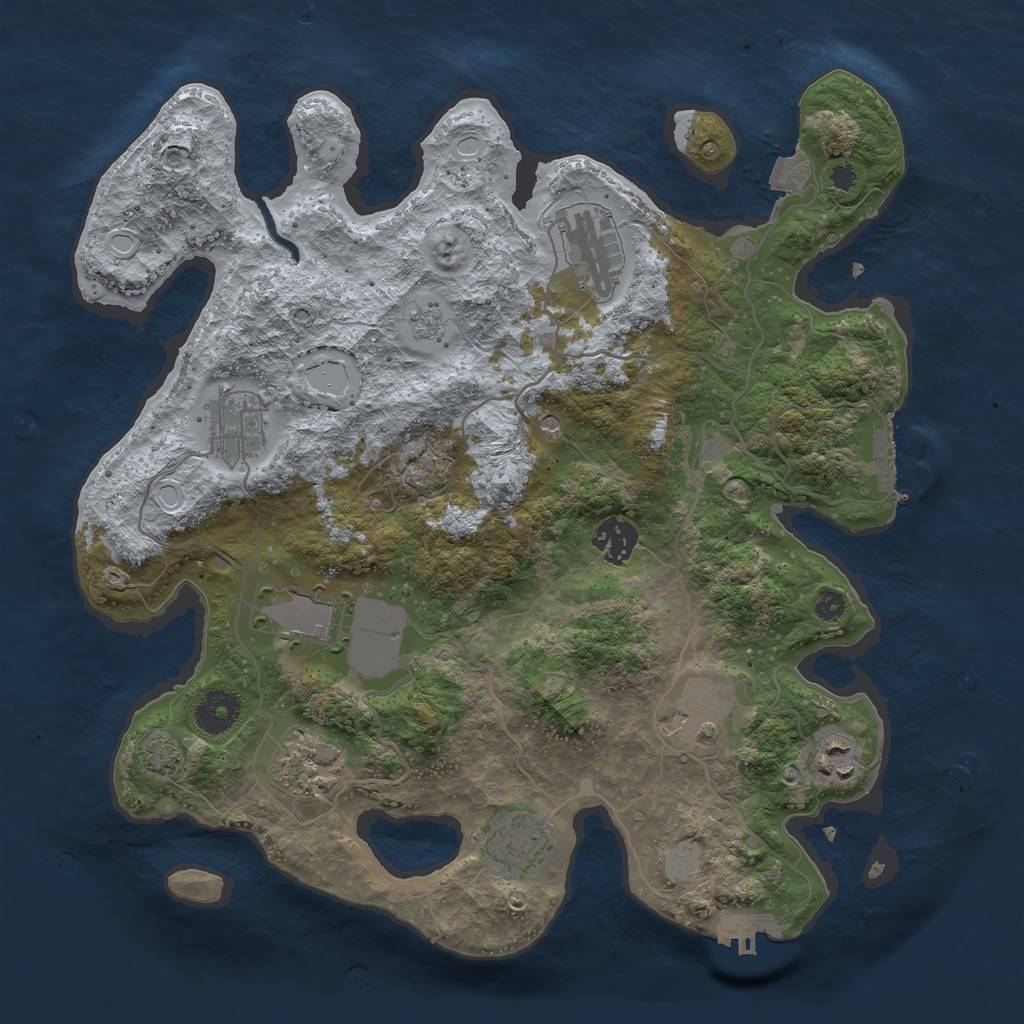 Rust Map: Procedural Map, Size: 3500, Seed: 68901796, 16 Monuments