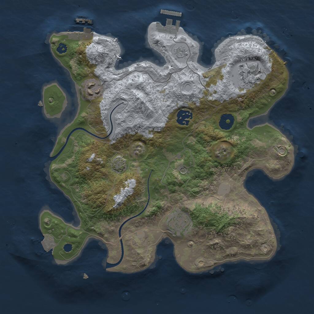 Rust Map: Procedural Map, Size: 3000, Seed: 1258096327, 10 Monuments