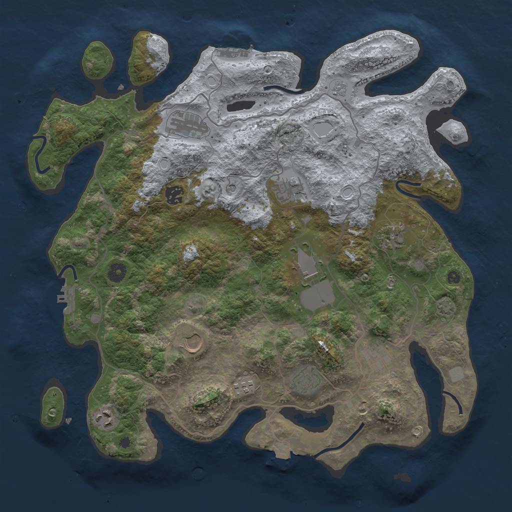 Rust Map: Procedural Map, Size: 4000, Seed: 72876598, 18 Monuments