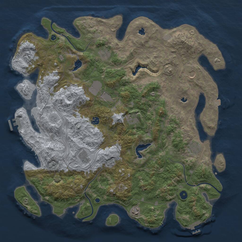 Rust Map: Procedural Map, Size: 4500, Seed: 4846, 16 Monuments