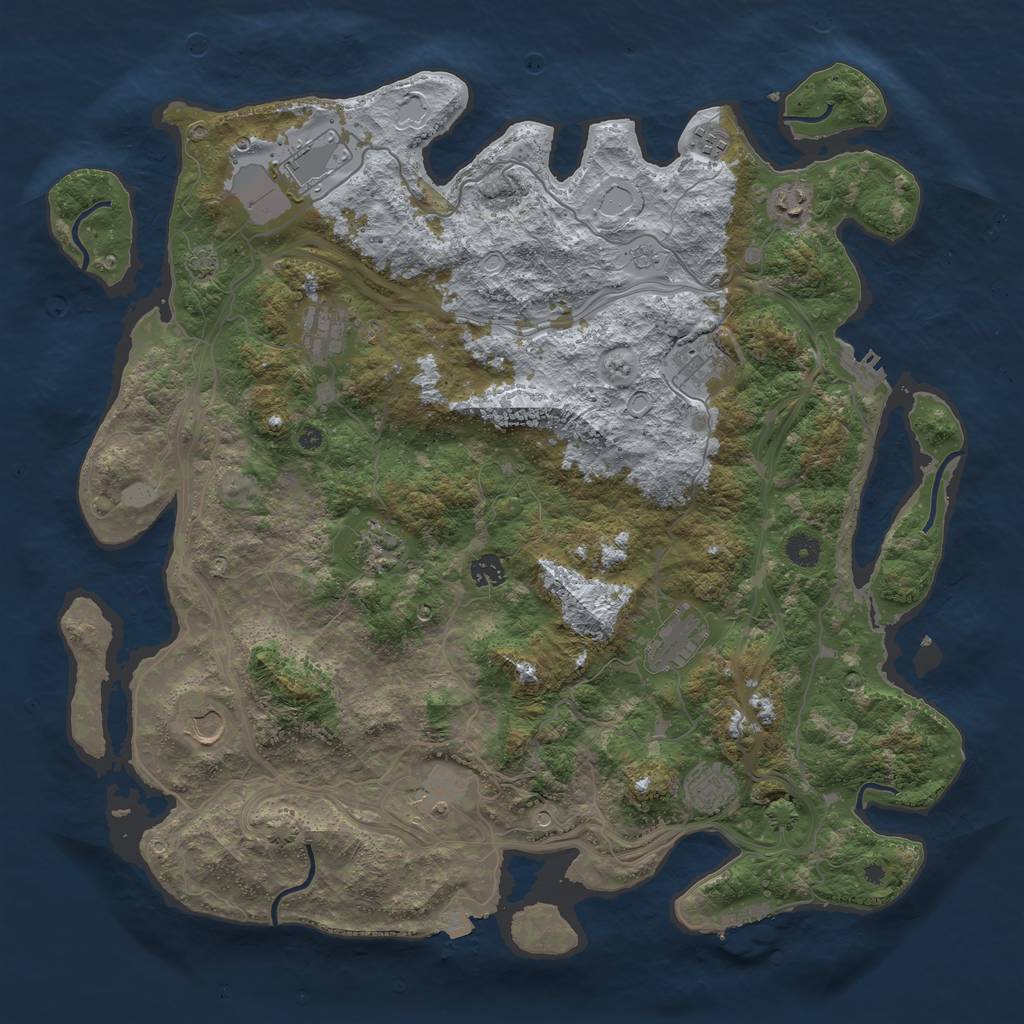 Rust Map: Procedural Map, Size: 4500, Seed: 2134544057, 19 Monuments