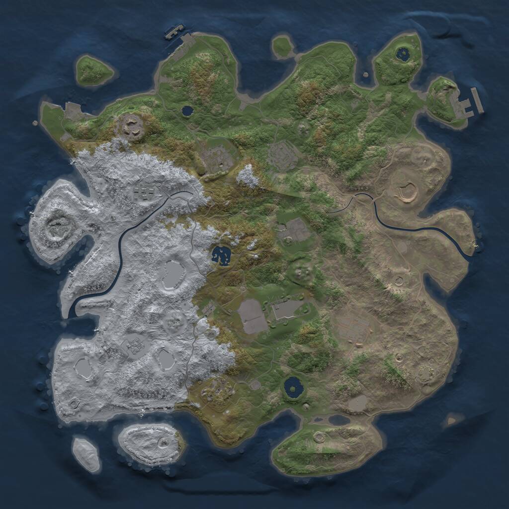 Rust Map: Procedural Map, Size: 3850, Seed: 58391612, 16 Monuments