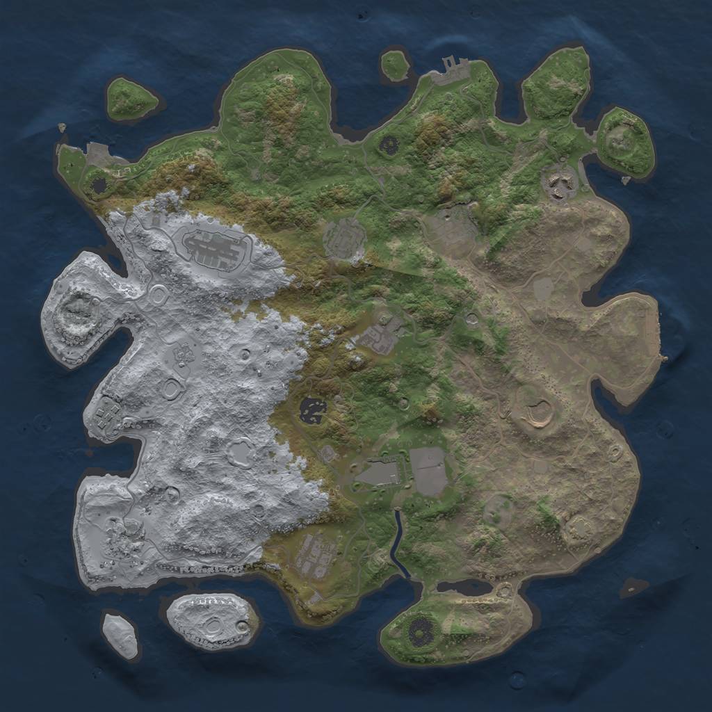 Rust Map: Procedural Map, Size: 3850, Seed: 58391612, 19 Monuments