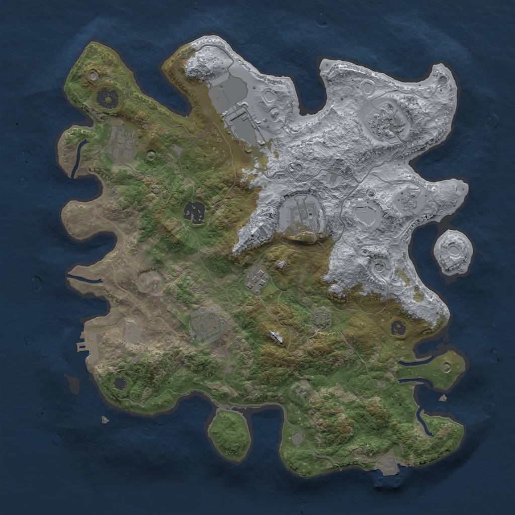 Rust Map: Procedural Map, Size: 3500, Seed: 1572810661, 14 Monuments
