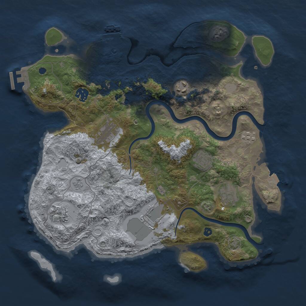 Rust Map: Procedural Map, Size: 3500, Seed: 2045075434, 14 Monuments