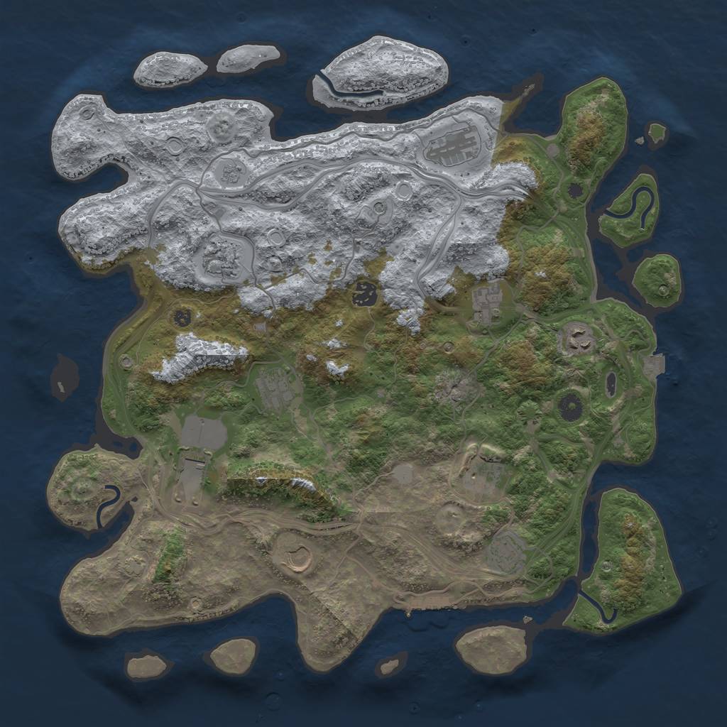 Rust Map: Procedural Map, Size: 4250, Seed: 3072401, 17 Monuments