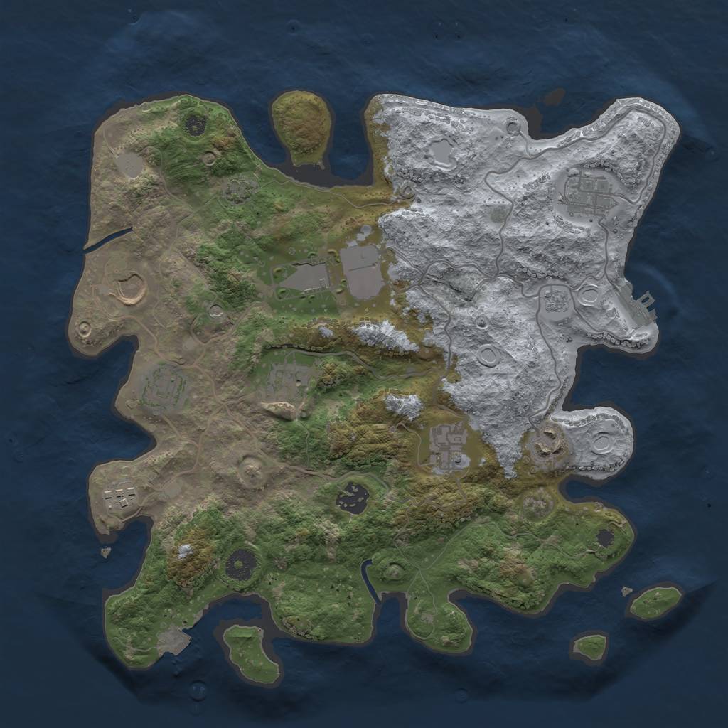 Rust Map: Procedural Map, Size: 3500, Seed: 703, 16 Monuments