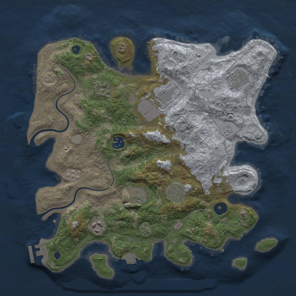 Rust Map: Procedural Map, Size: 3500, Seed: 703, 13 Monuments