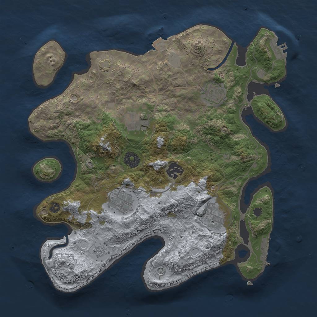 Rust Map: Procedural Map, Size: 3000, Seed: 911260397, 13 Monuments