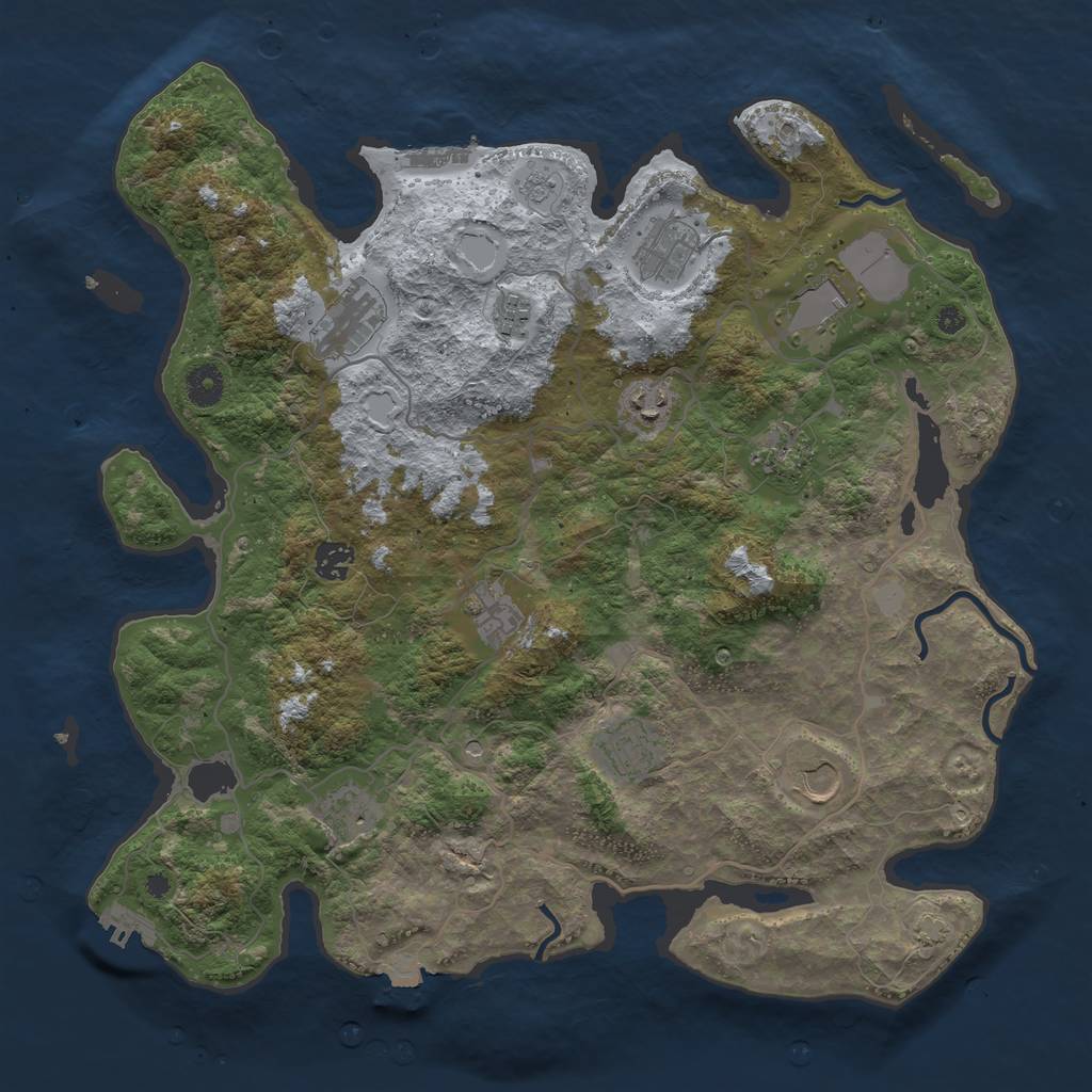 Rust Map: Procedural Map, Size: 4050, Seed: 1786668503, 19 Monuments