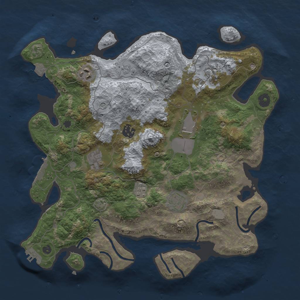 Rust Map: Procedural Map, Size: 3500, Seed: 1693746646, 15 Monuments