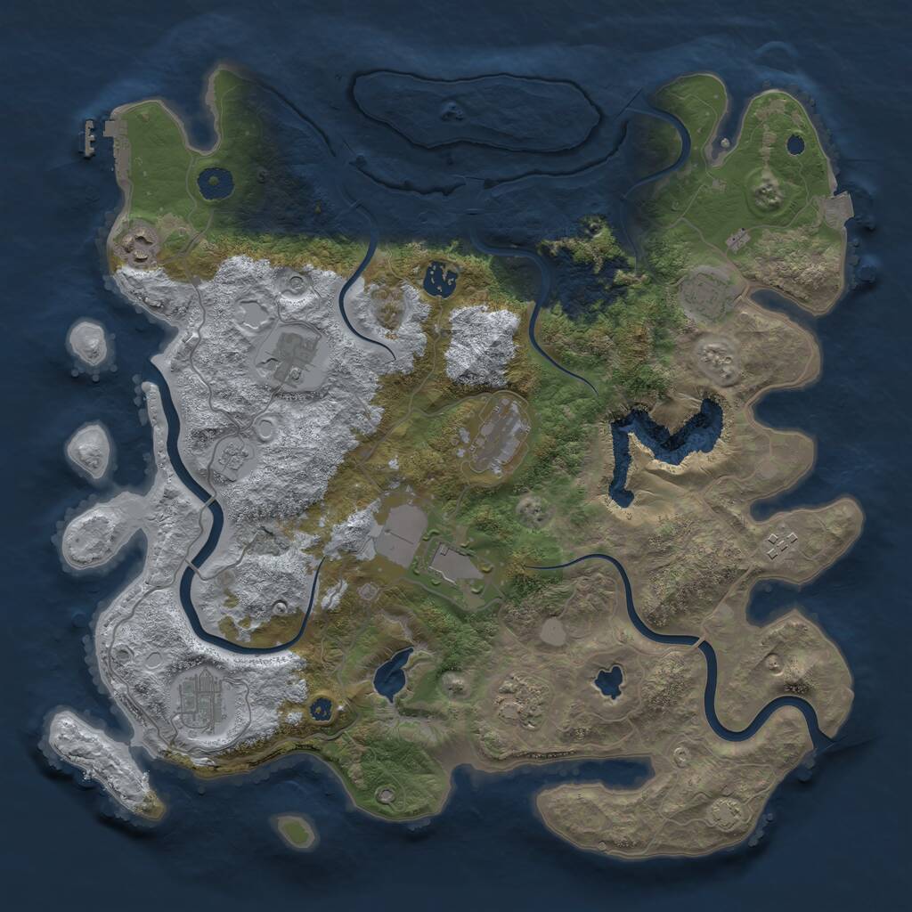 Rust Map: Procedural Map, Size: 4000, Seed: 1191213843, 14 Monuments