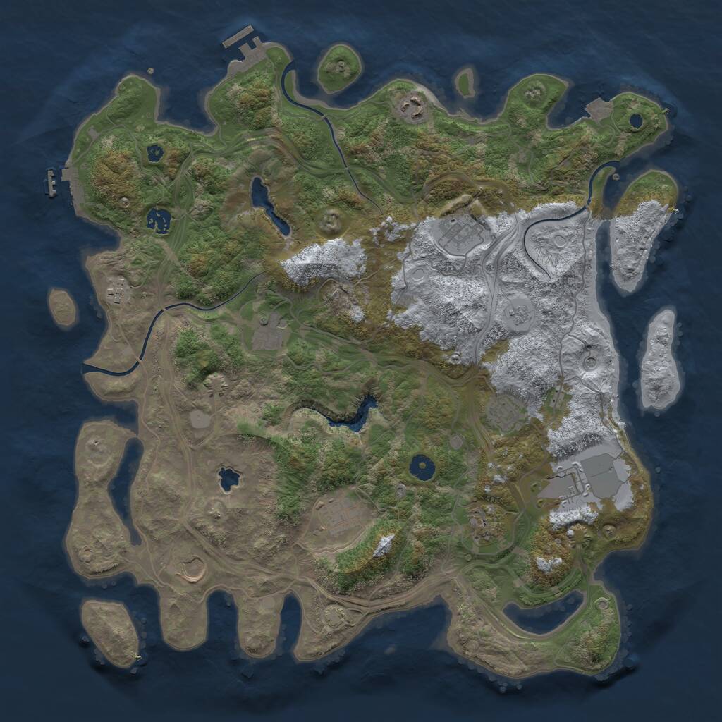 Rust Map: Procedural Map, Size: 4300, Seed: 54781244, 16 Monuments