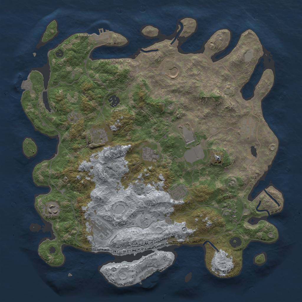 Rust Map: Procedural Map, Size: 4000, Seed: 1870034336, 19 Monuments