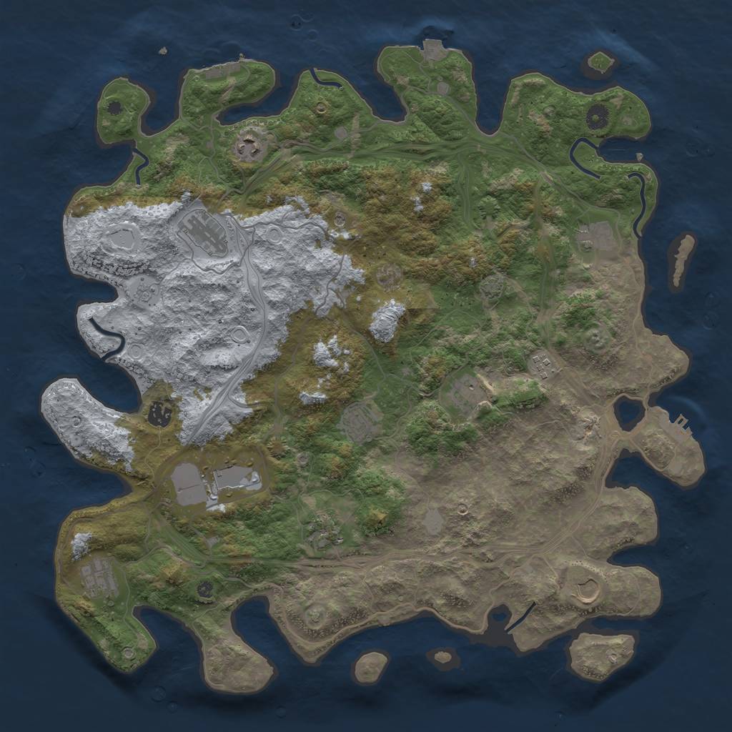 Rust Map: Procedural Map, Size: 4500, Seed: 1572767410, 19 Monuments