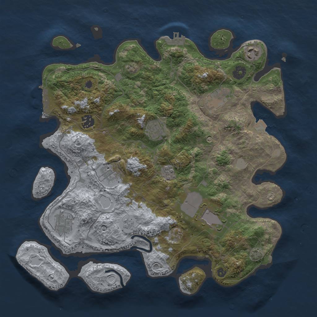 Rust Map: Procedural Map, Size: 3500, Seed: 338794933, 15 Monuments