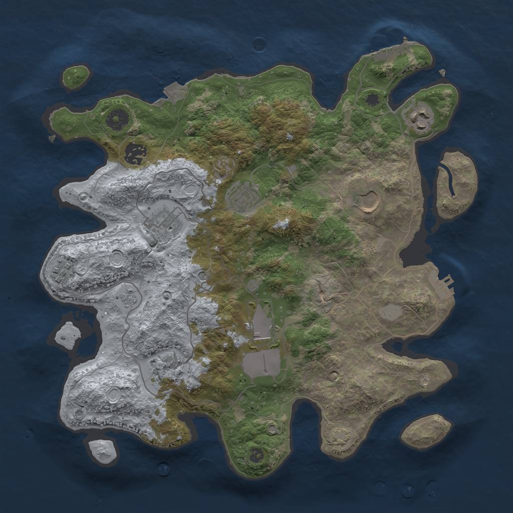 Rust Map: Procedural Map, Size: 3500, Seed: 1070812220, 16 Monuments