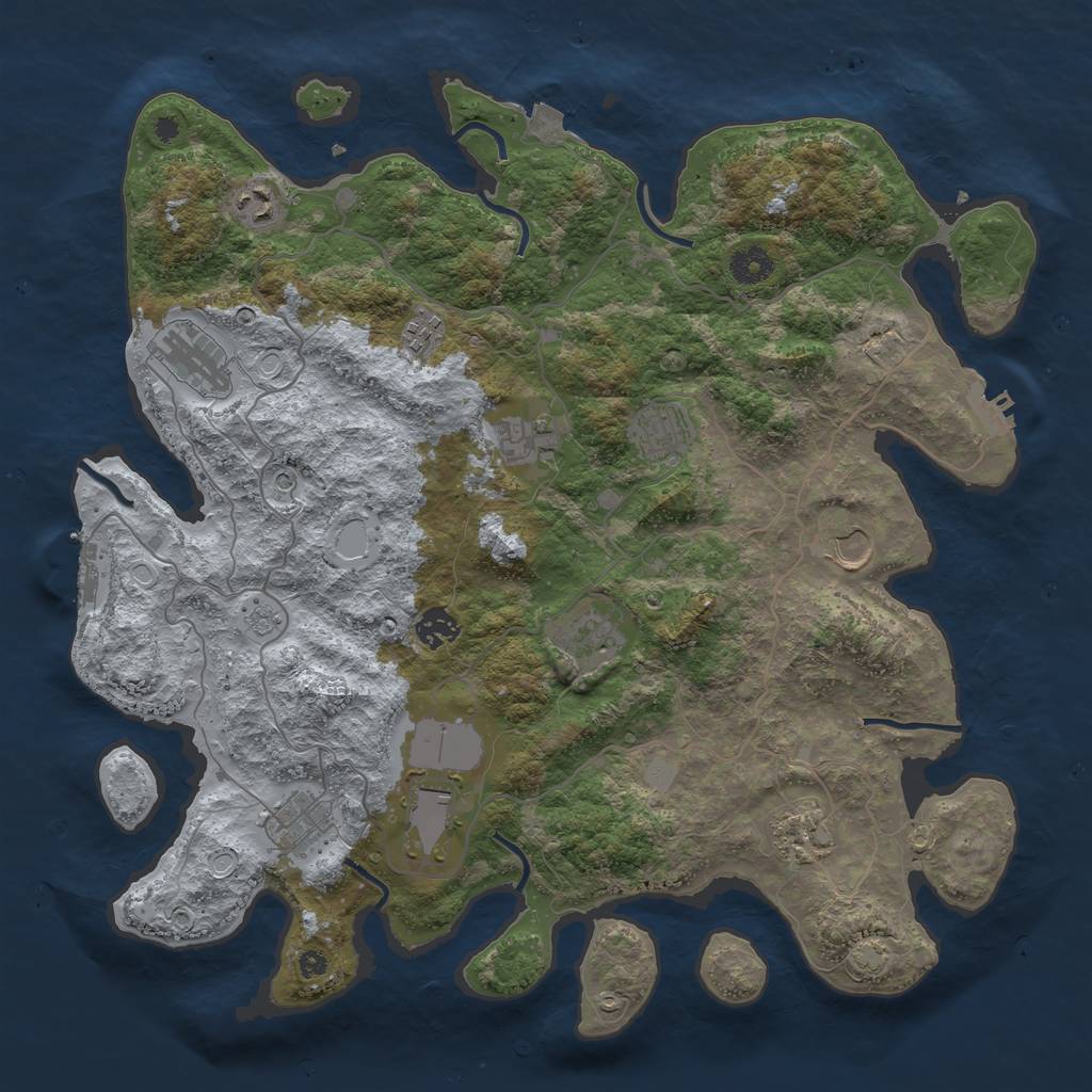 Rust Map: Procedural Map, Size: 4000, Seed: 972700265, 19 Monuments