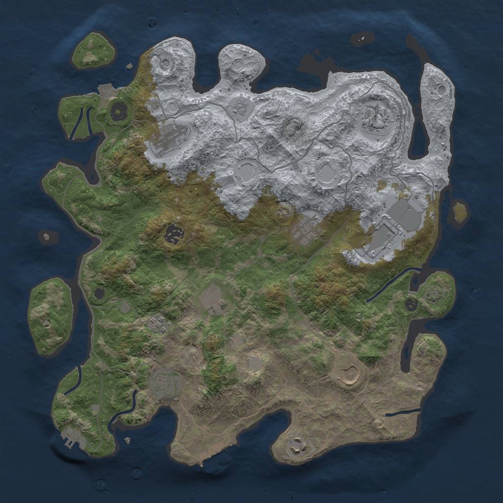 Rust Map: Procedural Map, Size: 4000, Seed: 571882297, 18 Monuments