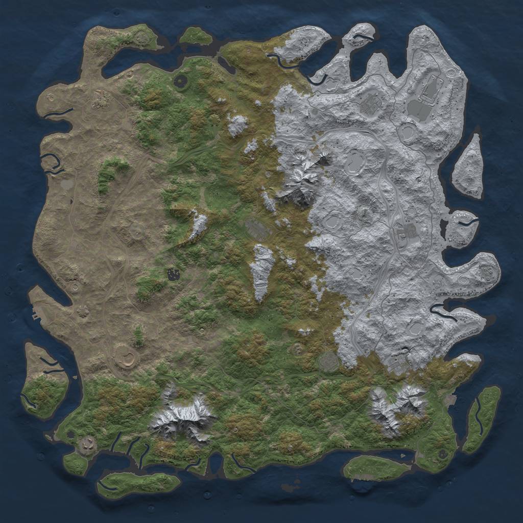 Rust Map: Procedural Map, Size: 6000, Seed: 6485197, 19 Monuments