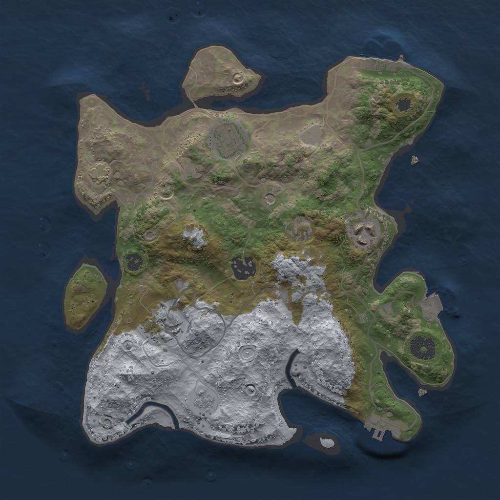 Rust Map: Procedural Map, Size: 3000, Seed: 1233567, 12 Monuments