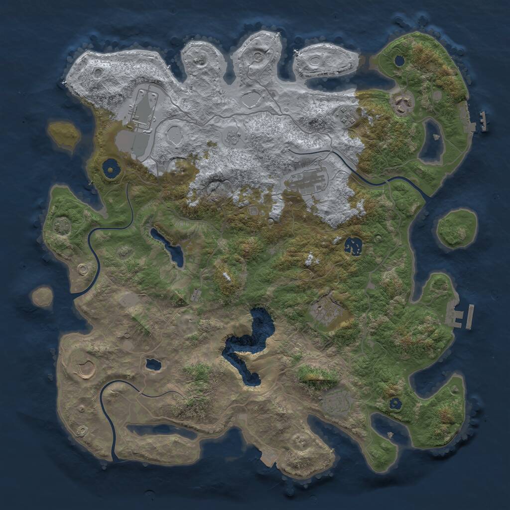 Rust Map: Procedural Map, Size: 4100, Seed: 63536, 14 Monuments