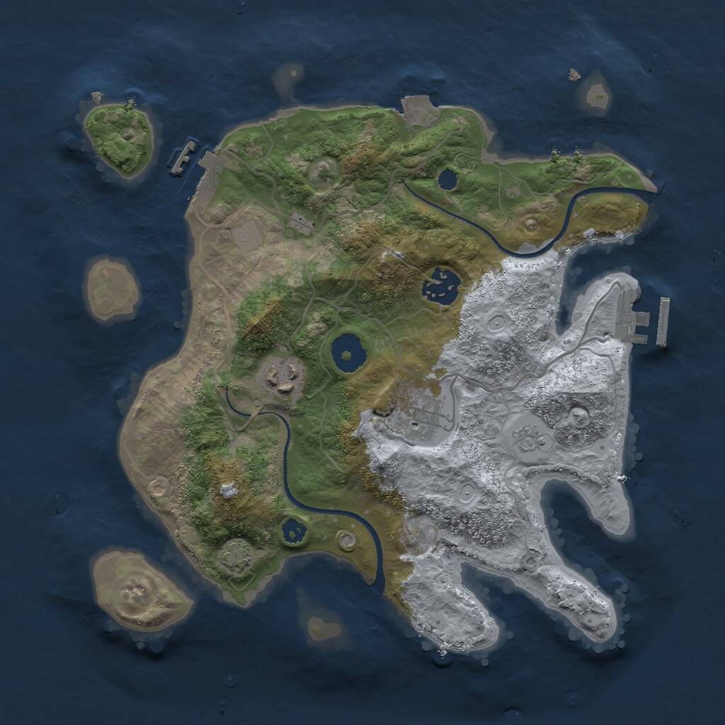 Rust Map: Procedural Map, Size: 3000, Seed: 15933, 8 Monuments