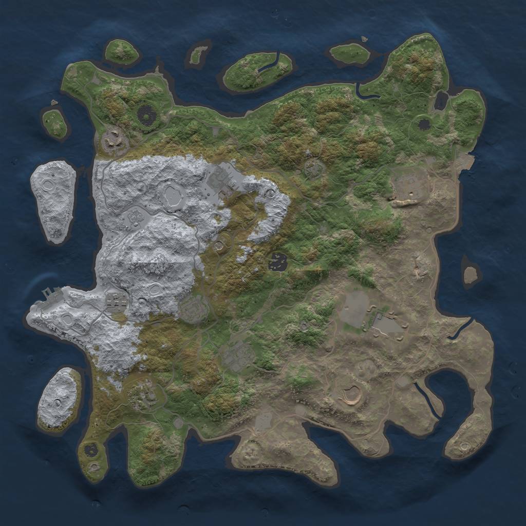 Rust Map: Procedural Map, Size: 4000, Seed: 1694889220, 17 Monuments