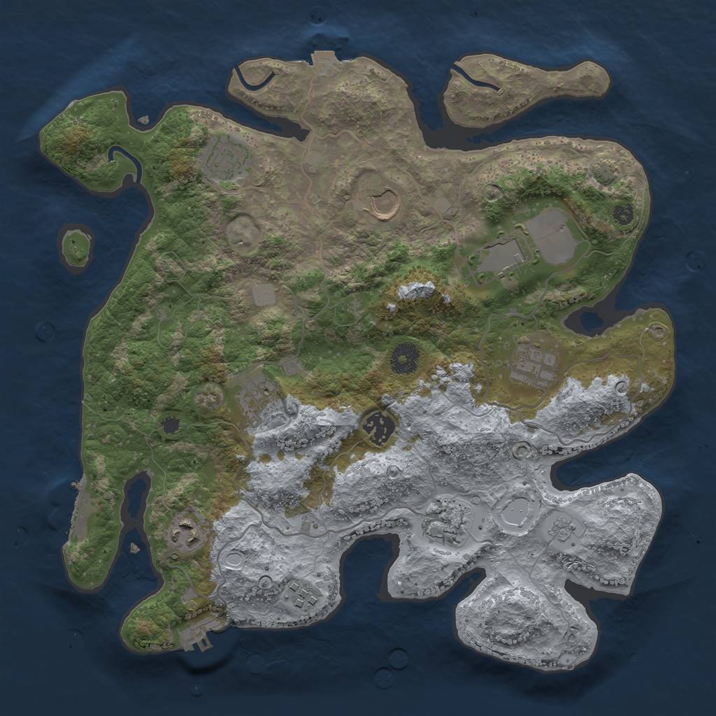 Rust Map: Procedural Map, Size: 3500, Seed: 632784, 16 Monuments