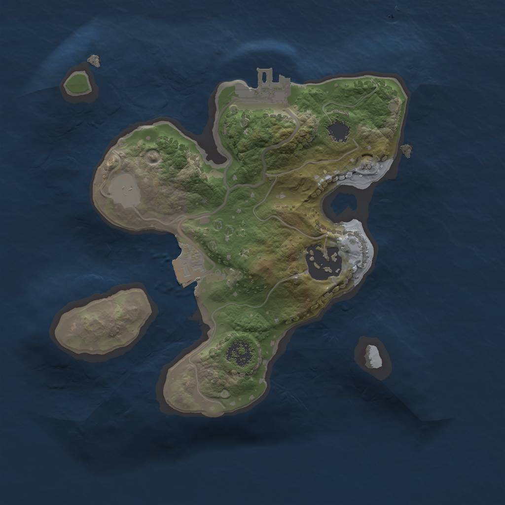 Rust Map: Procedural Map, Size: 2000, Seed: 55443, 5 Monuments