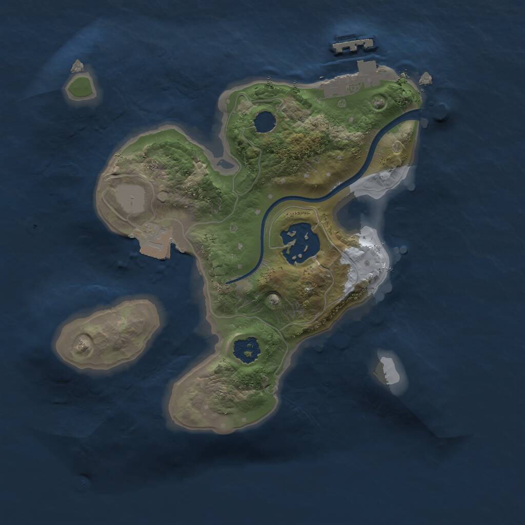 Rust Map: Procedural Map, Size: 2000, Seed: 55443, 3 Monuments