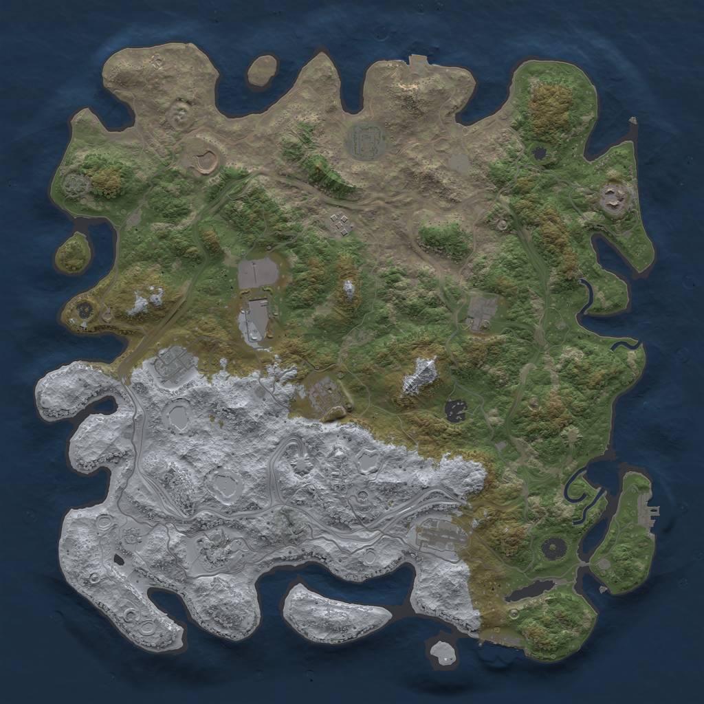 Rust Map: Procedural Map, Size: 4500, Seed: 494707013, 19 Monuments