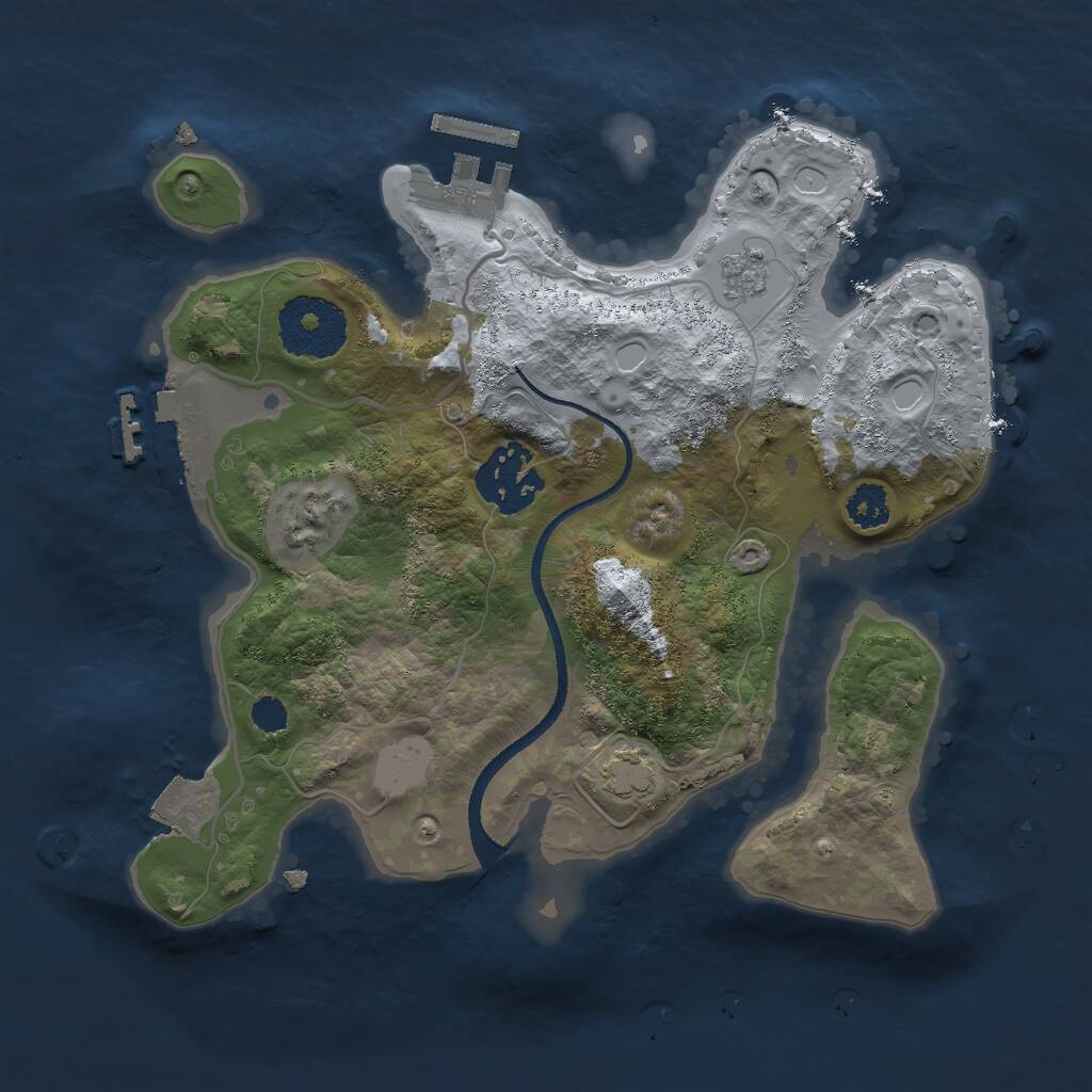 Rust Map: Procedural Map, Size: 2500, Seed: 1379717304, 6 Monuments