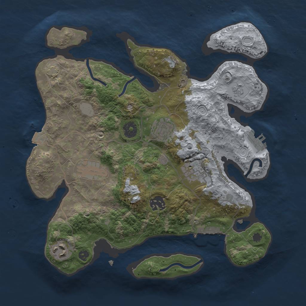 Rust Map: Procedural Map, Size: 3000, Seed: 9732, 12 Monuments