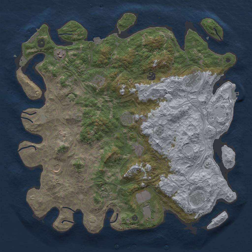 Rust Map: Procedural Map, Size: 4500, Seed: 232372896, 19 Monuments